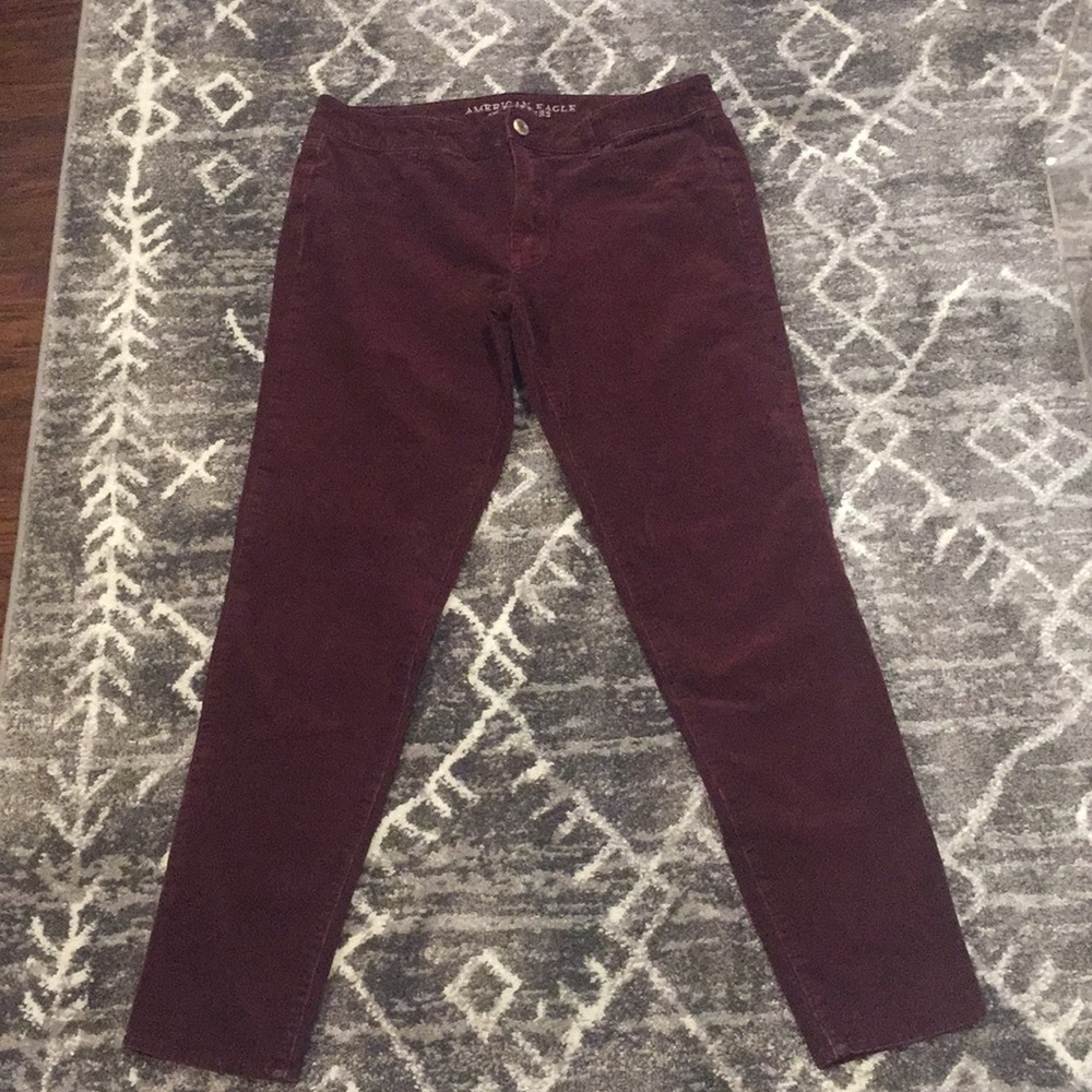 AEO 360 stretch skinny corduroy jeans - wine